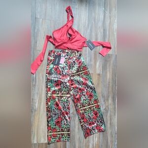 Floral Leopard Print Women's Pants